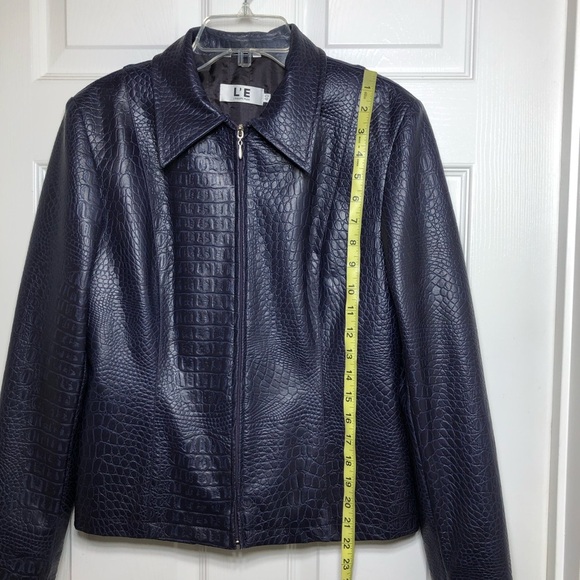 L’E L’EQUIPE PLUS Made Italy Faux Leather Crocodile  Print Purple Jacket 40=S=4 - Picture 12 of 14